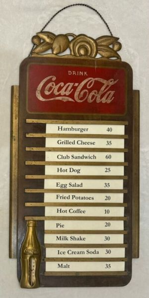 RARE  1930s Drink Coca Cola Wooden Menu Board/ Sign/ Advertising COKE/ COCA-COLA