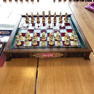 1996 Franklin Mint Coca Cola stained glass chess Set - no box