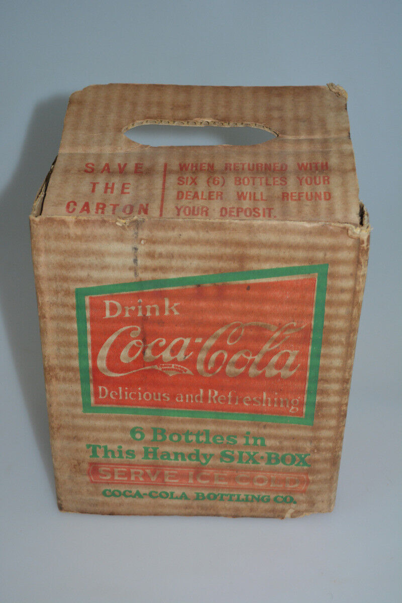 RARE 1924 CARDBOARD COCA COLA 6 PACK BOTTLE CARRIER 1920s ANTIQUE HANDY SIX BOX