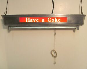 Vintage Coca Cola Lighted Hanging Sign Have A Coke LightUp Soda Fountain Display
