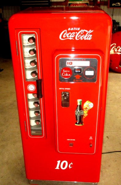 1957- COCA COLA CAVALIER CS-72- 10 CENT COIN OP SODA MACHINE- RESTORED EXC-SIGN