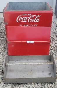 Vintage Coca Cola Metal Cavalier Cooler W/Metal Tray & Lid. Minor rust. 18x12x16