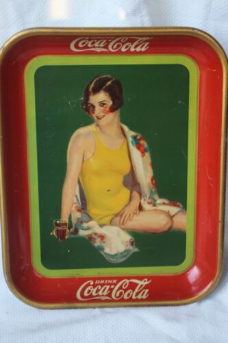 1929  Coca-Cola, Serving Tray (Scarce / Vintage) Girl Yellow Bathing Suit