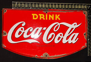 vintage 1941 Coca Cola Porcelain Enamel Soda Advertising Sign