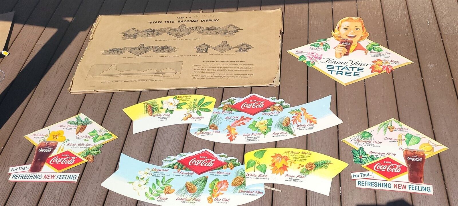 1950'S VINTAGE COCA COLA STATE TREE CARDBOARD FESTOON DISPLAY & SLEEVE