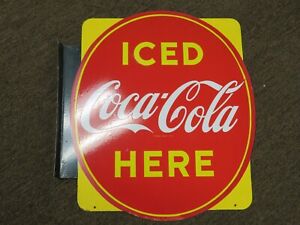 1952 CANADA COCA COLA FLANGE SIGN ICED HERE