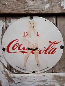 VINTAGE COCA COLA PORCELAIN SIGN SODA ADVERTISING COKE MARILYN MONROE OIL GAS