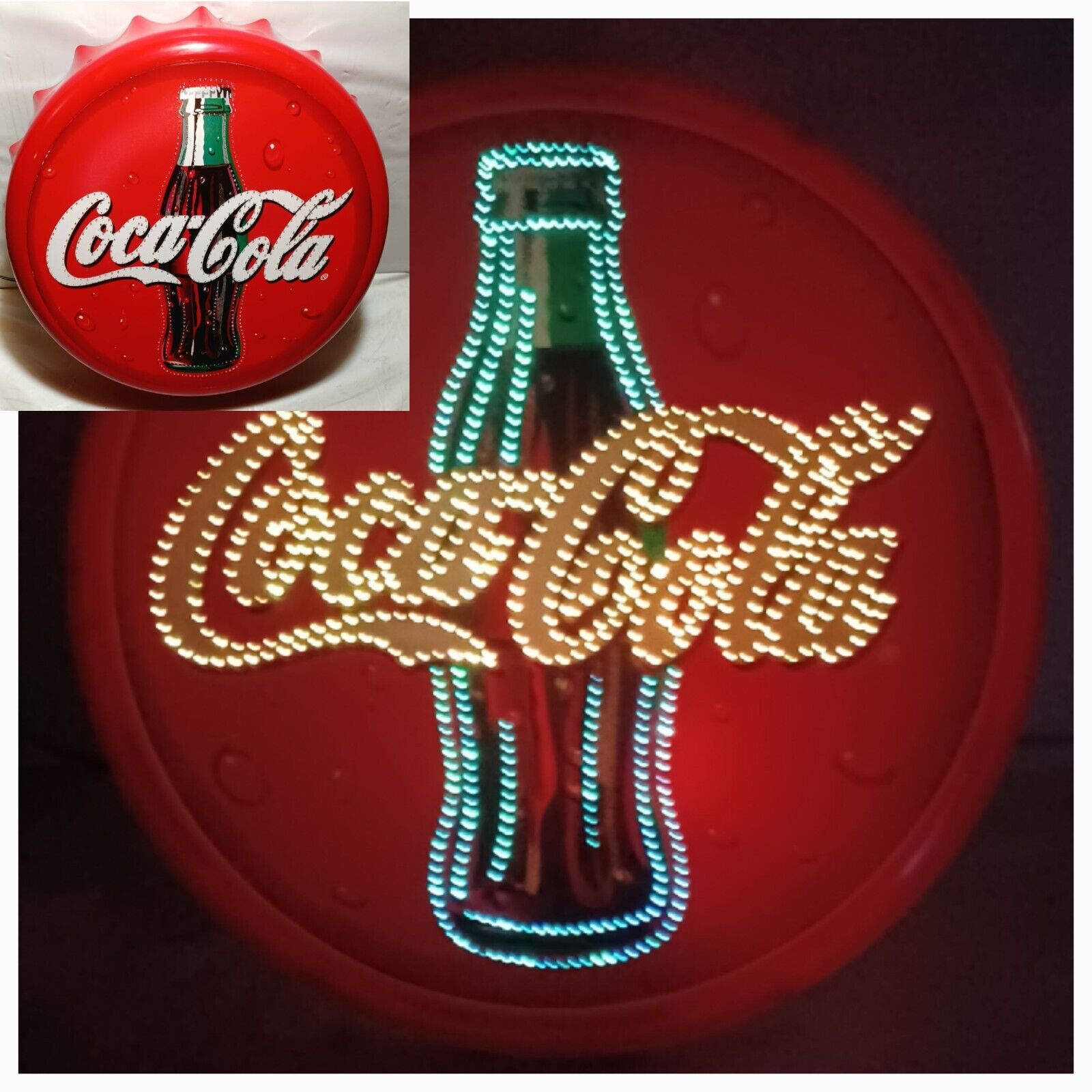 *RARE* LARGE Official COCA-COLA Color Changing FIBER OPTIC Bottle Cap w/Stand