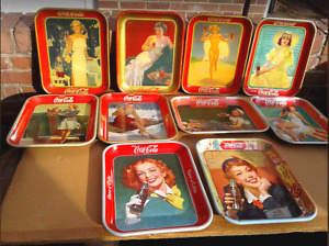 COCA-COLA TRAYS IN-ORDER "1935-1953" IN  VERY NICE SHAPE -- A INSTANT COLLECTION