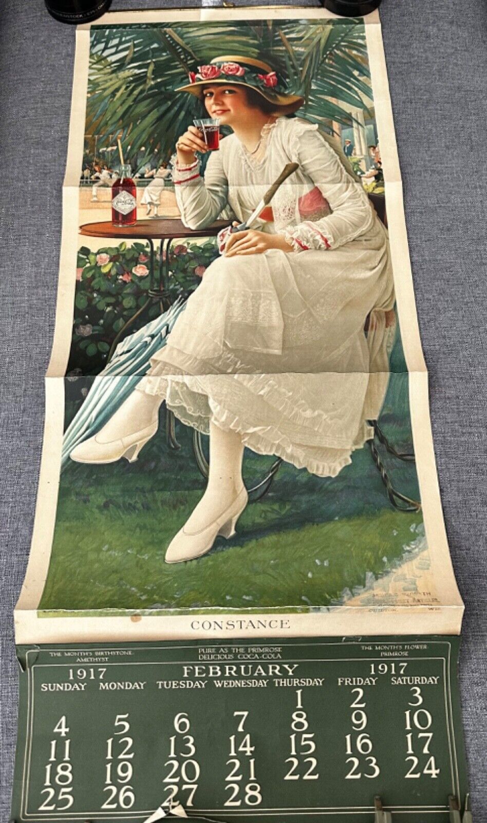 Antique and extremely RARE 1917 Coca-Cola Calendar - Constance