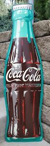 GUARANTEED 100% ORIGINAL 1950's COCA COLA 3 FOOT DIE-CUT EMBOSSED BOTTLE SIGN