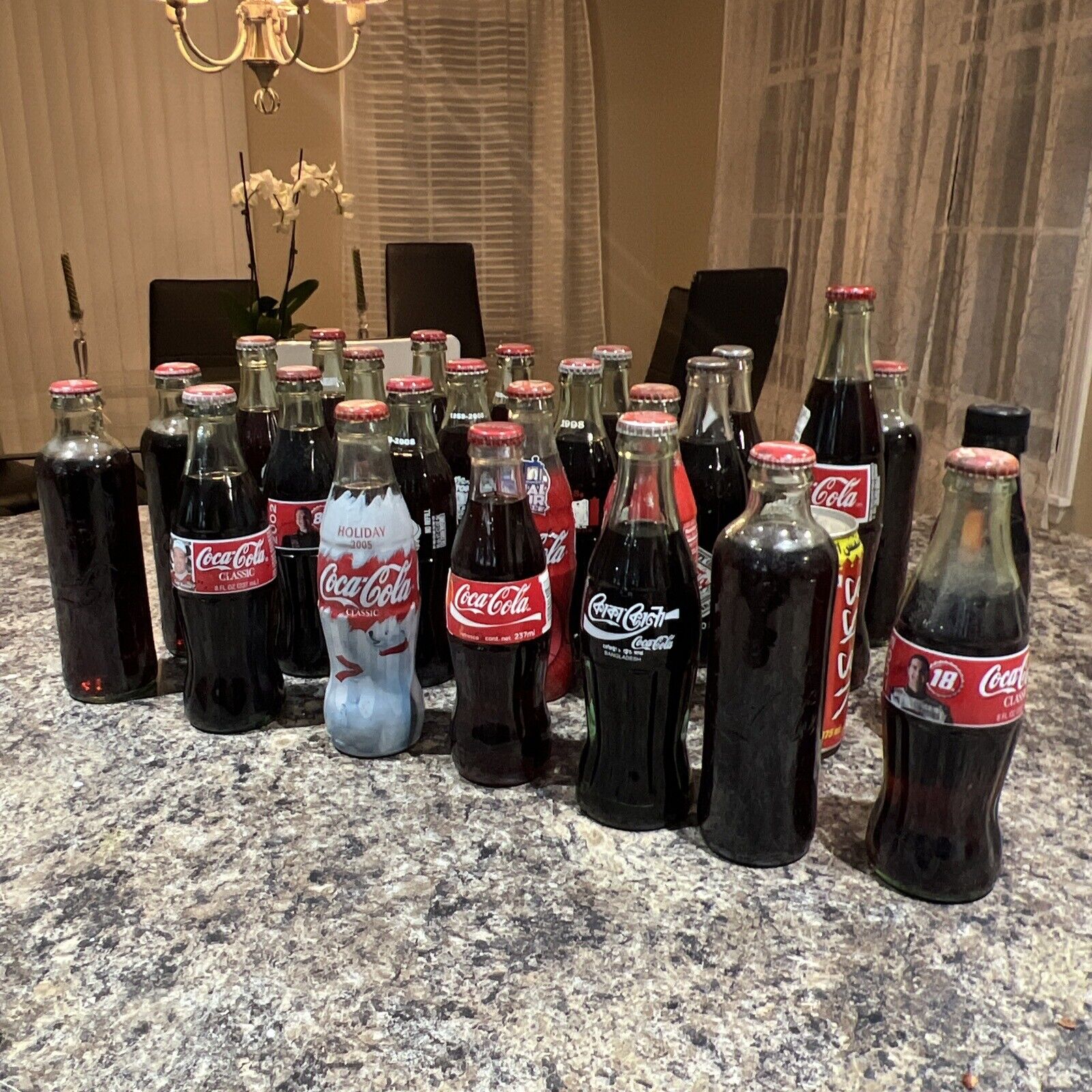 Vintage COCA-COLA Unopened, Full Bottles LOT of 26: Nascar, Elvis, Foreign, ETC.