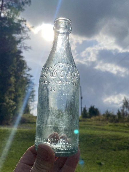 ANTIQUE HATTIESBURG MISS. SLUG PLATE SCRIPT COCA COLA STRAIGHT SIDE SODA BOTTLE