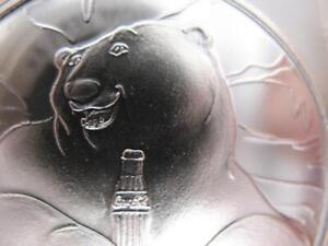 1995 RARE CLASSIC COKE, COCA COLA # PROOF POLAR BEAR COIN 1-OZ SILVER.999+GOLD