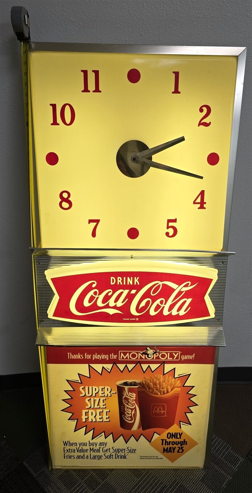 STUNNING RARE VINTAGE 60'S FISHTAIL COCA COLA PRICE BROTHERS LIGHTED CLOCK SIGN