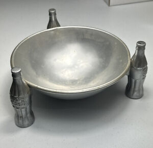 Antique 1935 COCA-COLA ALUMINUM PEWTER PRETZEL BOWL TRAY GREAT CONDITION