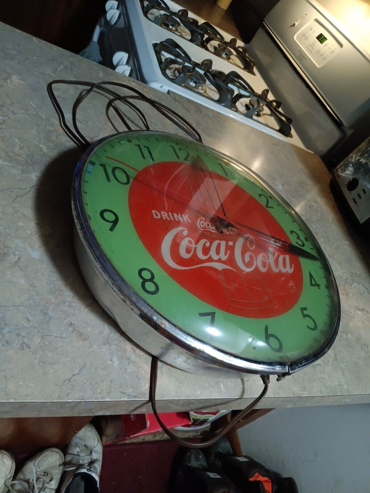 Coca Cola 1956 PAM CLOCK!  RARE! CONVEX GLASS COVER, ILLUMINATED *