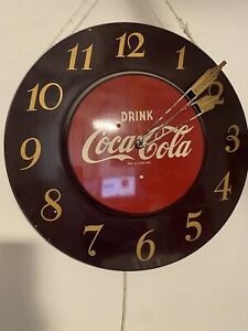 New ListingVintage 1951 Original Drink Coca Cola 18” Round Metal Advertising Clock working