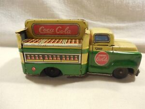 Vintage Ununusal 1950's H Japan Coca-Cola Tin Friction GMC Toy Truck