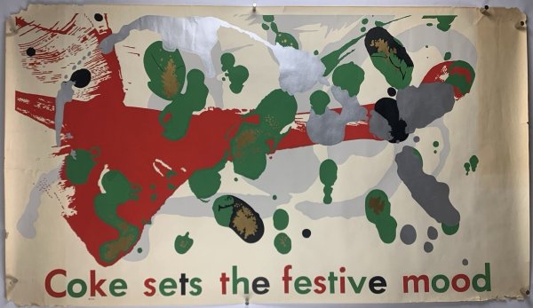 COKE SETS THE FESTIVE MOOD Huge Subway Poster 56"x32" 50s Coca Cola Christmas