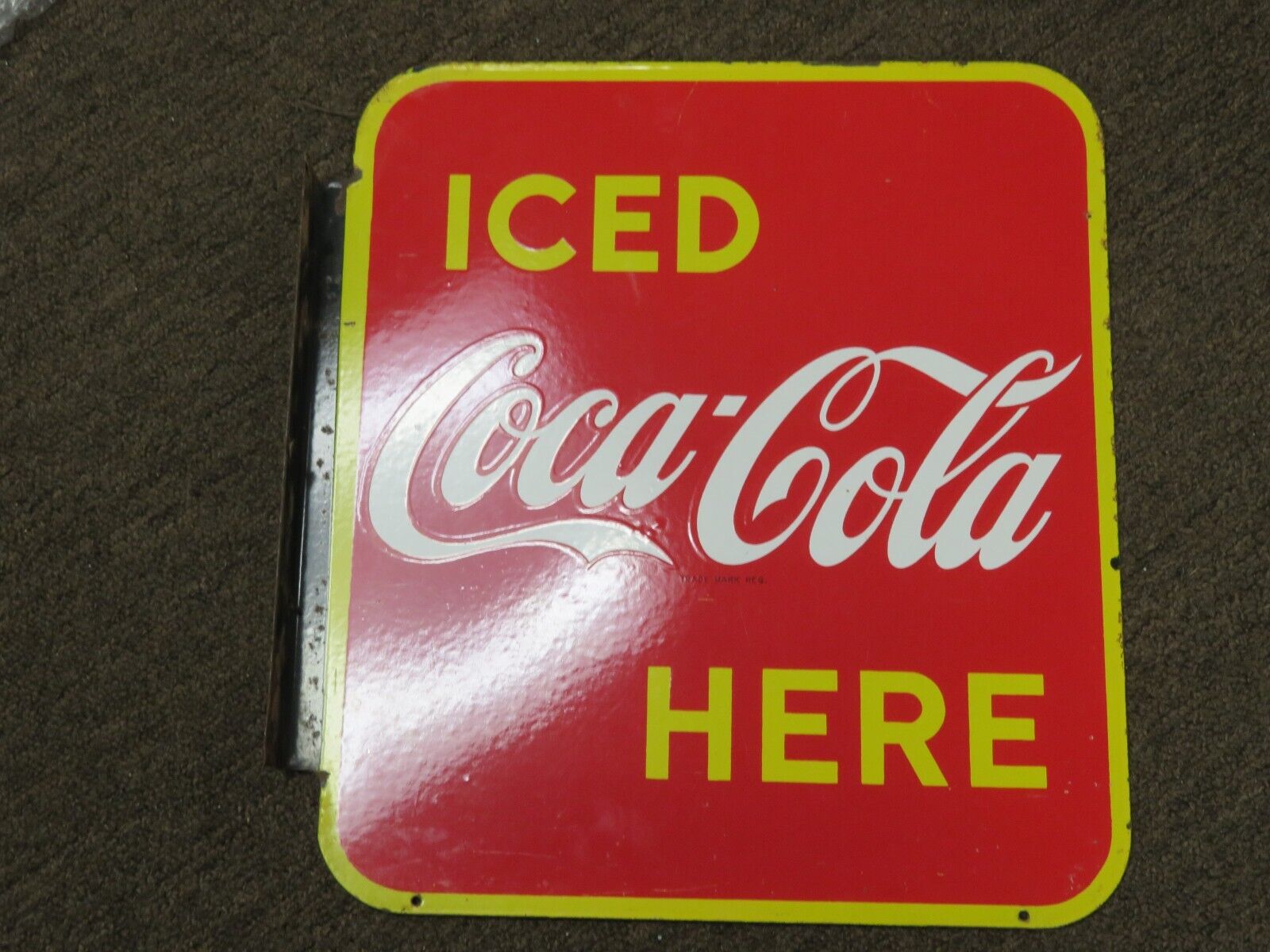 1949 CANADA COCA COLA FLANGE SIGN ICED HERE