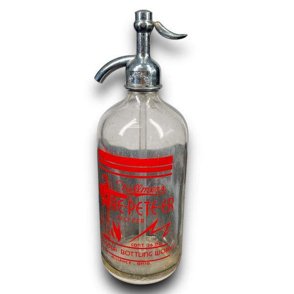 Vintage Fullmer’s COCA COLA RE-PETE-ER CLEAR GLASS SELTZER BOTTLE 26oz Alliance