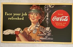 Vintage, ORIGINAL, 1943, Coca-Cola, Coke, Soda, Cardboard Sign, VG+ Condition