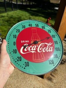 1948 Gold Bottle Coca Cola Pam Thermometer Original    Coke Sign Porcelain Sign