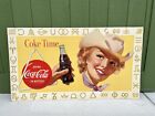 Vtg 1955 Coca Cola Coke Time Cowgirl Litho Cardboard Sign 36" x 20" Rare Orig!