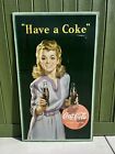Vtg 1943 Coca Cola "Have A Coke" Lithograph Cardboard Sign WWII Era Rare! 50"