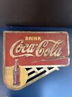ANTIQUE 1940-50’S MADE USA COCA COLA SODA YELLOW DOT METAL FLANGE  ADVERTISING
