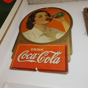 Coca Cola original 1938 cardboard sign. Very Beautiful Cutout, Great Colors