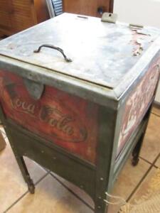 Vintage 1930’s Coca-Cola Cooler Stand EXTREMELY RARE Antique Coke Embossed 10168