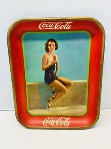 Original 1933 Coca Cola Coke Tray Frances Dee Swimsuit American Art Works USA