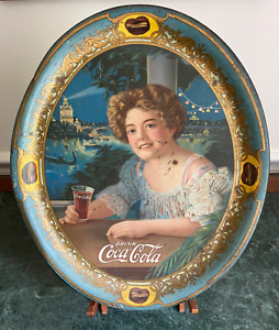 1909 Coca Cola "Exhibition Girl" Serving Tray. Chicago Greek Candy Provenance!