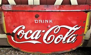 ANTIQUE 1935 USA COCA COLA SODA FOUNTAIN BOTTLE PORCELAIN ART ADVERTISING SIGN