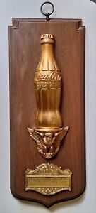 1957 COCA-COLA Bottling Works SALES AWARD SIGN Murfreesboro, TN. Brass/Mahogany