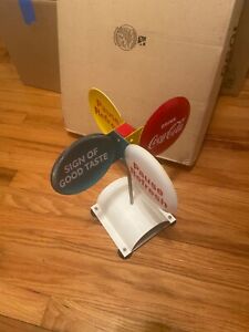 RARE VINTAGE COCA COLA SPINNING BUTTON SIGN 4BUTTON SIGNS RED GREEN YELLOW WHITE