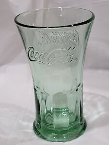 9 VINTAGE HEAVY THICK RARE COCA COLA GREEN GLASSES LIBBEY 16 oz ea