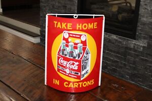SCARCE 1950s TAKE HOME COCA COLA  PAINTED TIN STRING HOLDER SIGN STORE DISPLAY
