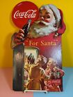 Vintage Coca Cola Santa w/ Bottle Christmas Cardboard Sign Advertisement 1950s