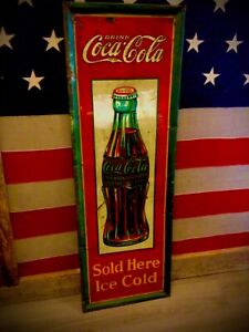 New Listing1931 Tin Coca Cola Coke Sign Antique Embossed Advertising