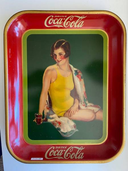 1929 Original coca cola "COKE"  tray Plus 1929 Coke Annual report.All exc!