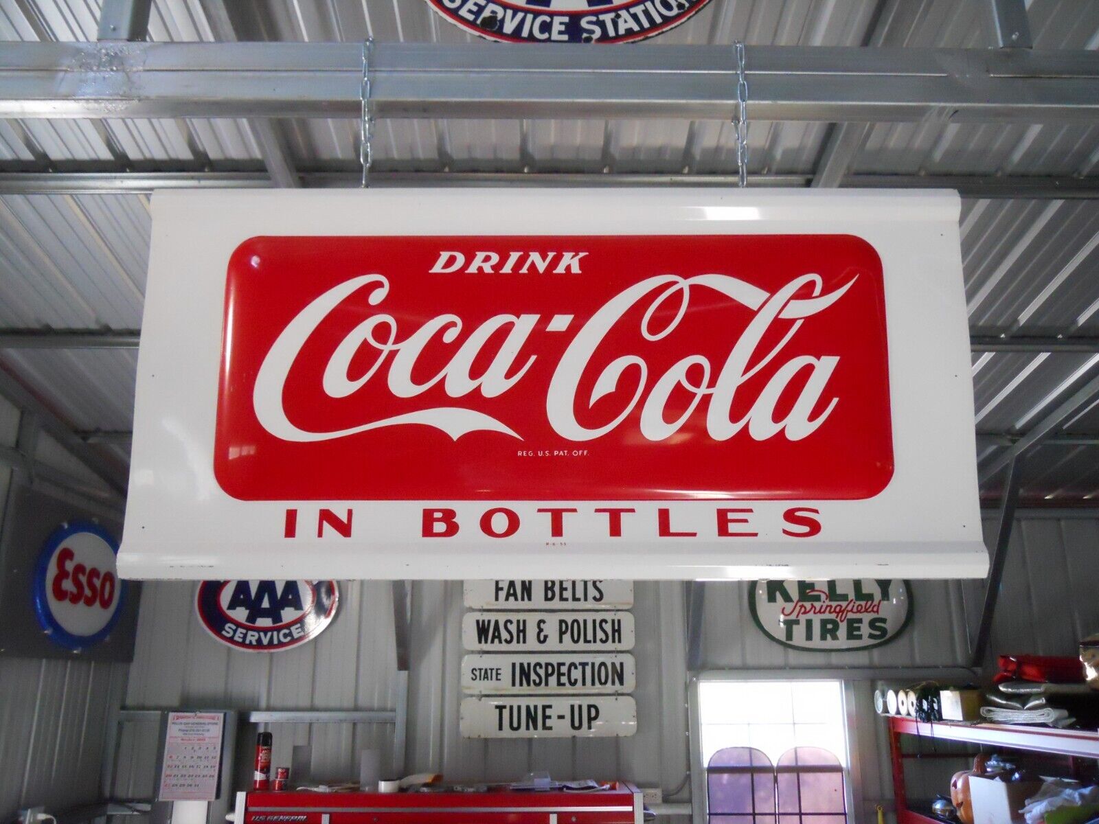 Vintage 1955 Coca-Cola Convex Soda Sign 50"x 24" General / Country / Drug Store