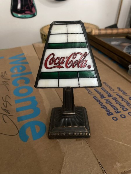 Coca Cola Tiffany Tea Light Candle Lamp Holder Vintage 7"