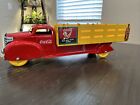 Coca-Cola 1940s MARX Pressed Steel Stake Bed Delivery Yellow Truck