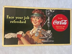 Vintage, ORIGINAL, 1943, Coca-Cola, Coke, Soda, Cardboard Sign, VG/VG+ Condition