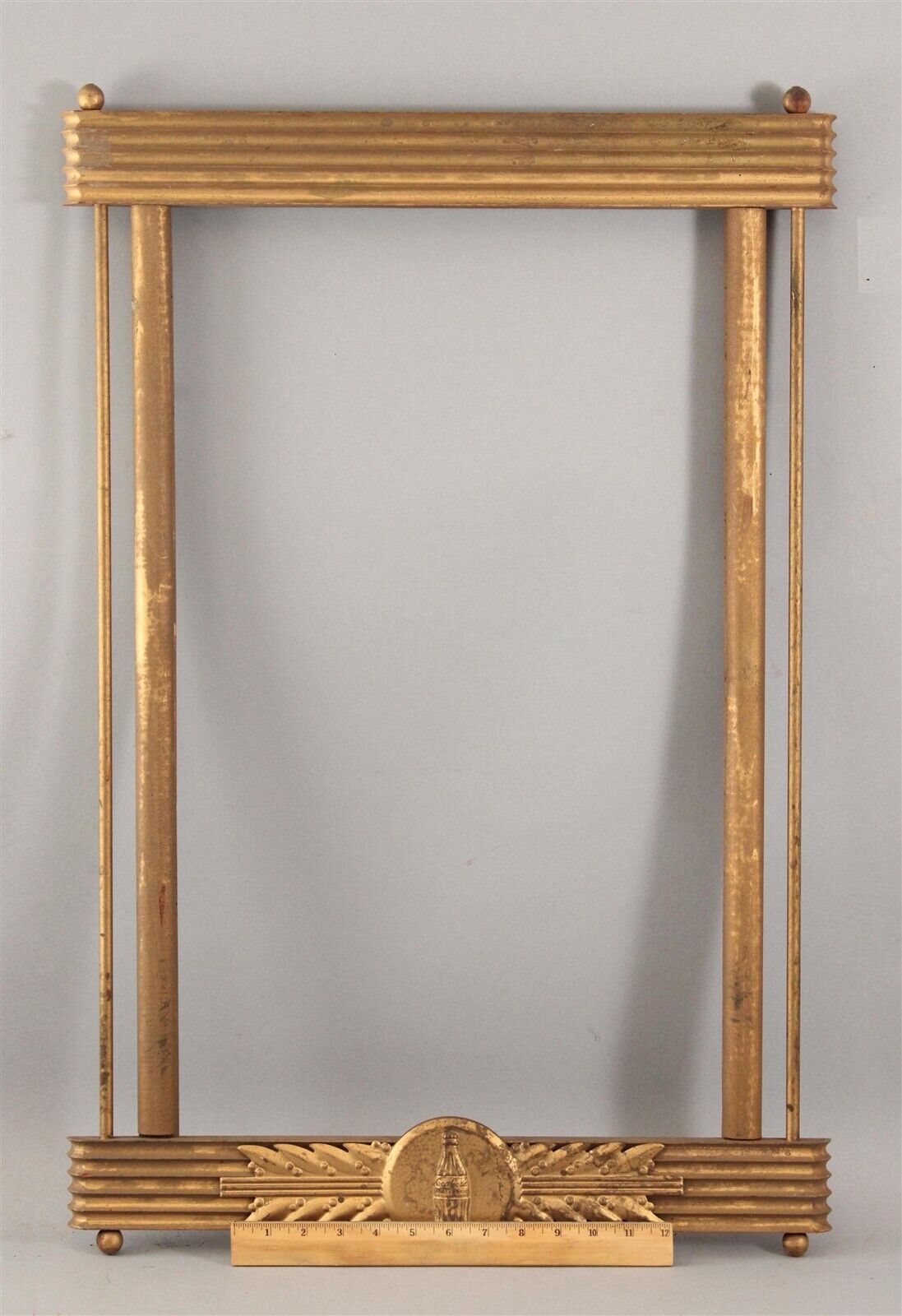 Original 1930s Art Deco Coca-Cola Kay Advertising Soda Gold Cardboard Frame Sign