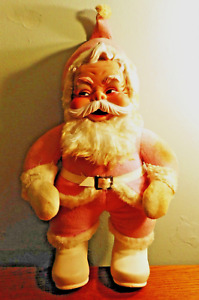 RARE VINTAGE RUSHTON COCA COLA PINK SANTA CLAUS PLUSH DOLL 17" STORE DISPLAY