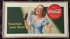 ORIGINAL RARE 1941 Coca-Cola "Entertain Your Thirst" Cardboard Sign 36" X 20"